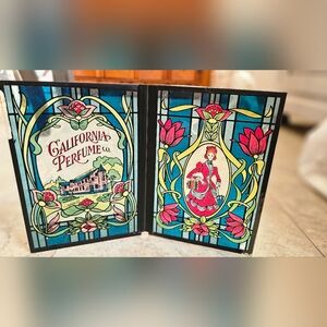 Vintage 1976 California Perfume Company Stained Glass Advertising Panels, Victor